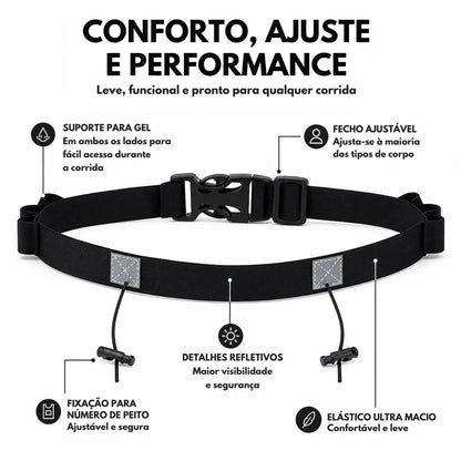 Cinto Porta Número para Corrida Ajustável com Suporte para Gel