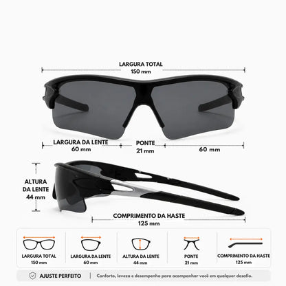 Óculos Corrida UV400 Full Cover Leve com Proteção Solar Total