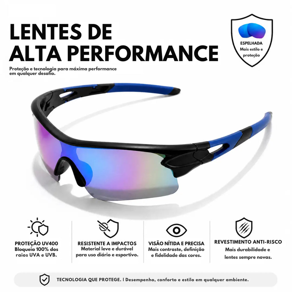 Óculos Corrida UV400 Full Cover Leve com Proteção Solar Total