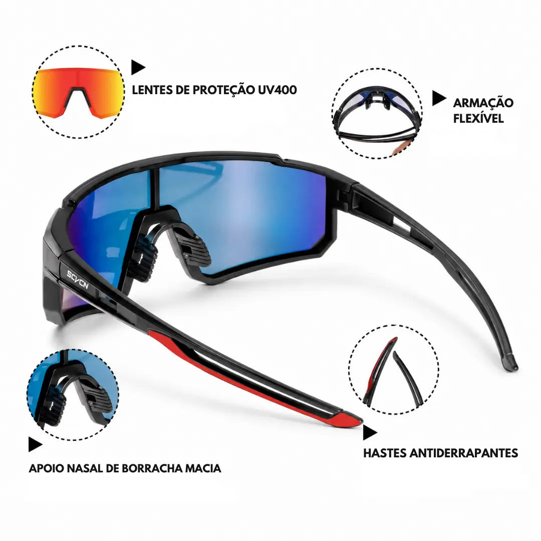 Óculos de Corrida UV400 Esportivo Leve e Resistente